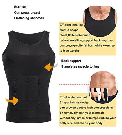 Nahtloses Kompressionsunterhemd für Männer – formt Taille & Bauch, unterstützt beim Abnehmen und sorgt für eine schlanke Silhouette.