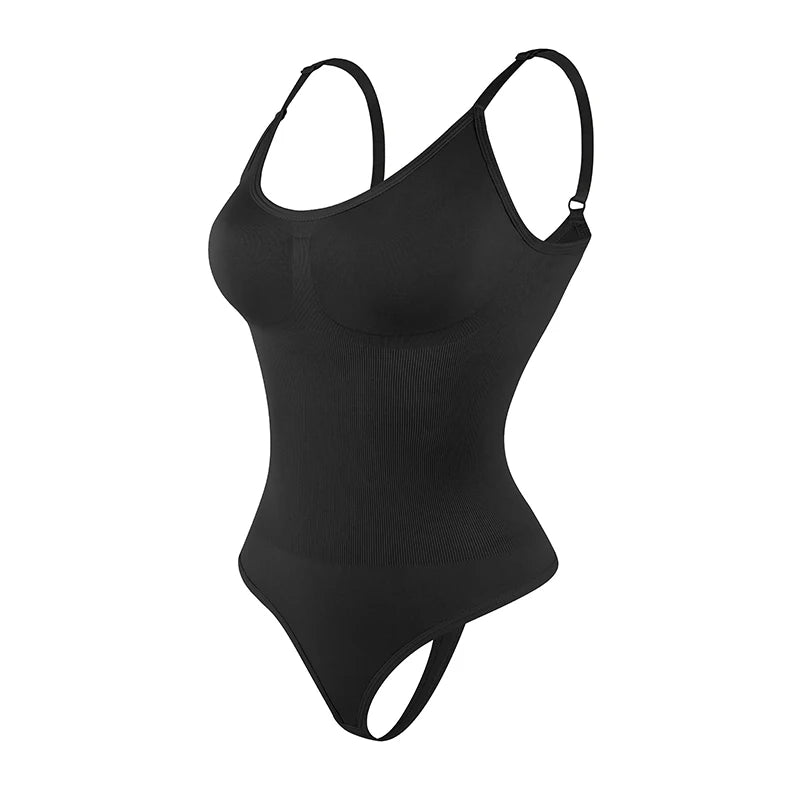 "Form-fitting bodysuit with thong cut – soft, figure-hugging, and ideal for a smooth silhouette under any outfit."