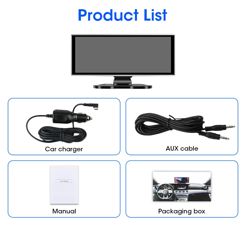 10/11,26" 4K Dashcam mit Dual-Lens, Wireless CarPlay & Android Auto, GPS, WLAN, FM & AUX – alles in einem für smarte Fahrten.