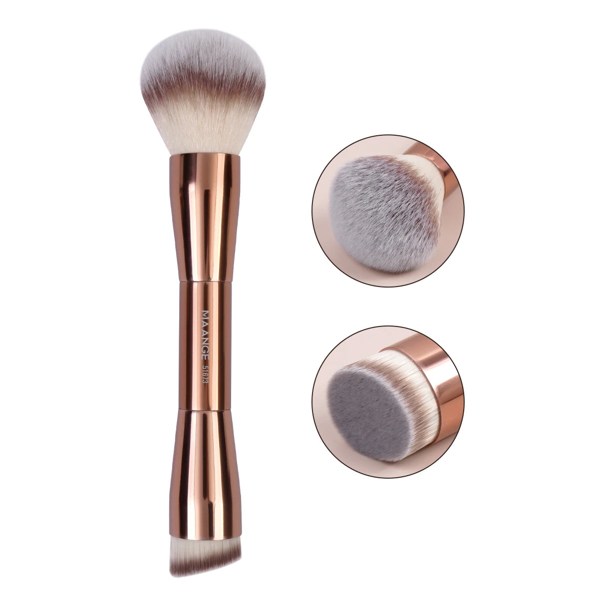 Doppelseitiger Make-up Pinsel – Vielseitiger Pinsel für Foundation, Puder, Concealer, Rouge und Bronzer mit weichen Fasern