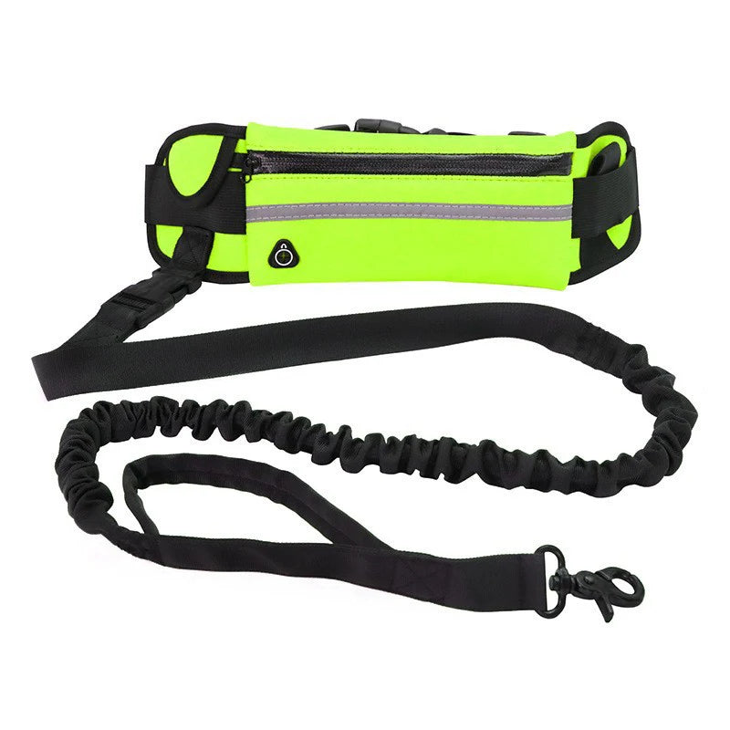 Guinzaglio per cani a mano libera – Guinzaglio riflettente con tasca in vita e cintura elastica per passeggiate e corsa confortevoli
