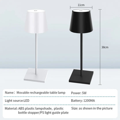LED-Tischlampe mit Touch-Steuerung, 3-stufig dimmbar und kabellos USB-aufladbar – für Schreibtisch oder Raumbeleuchtung.
