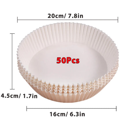 Antihaft Einweg Backpapier für Heißluftfritteusen – Runde Papierformen für fettfreies Garen, 50/100 Stück