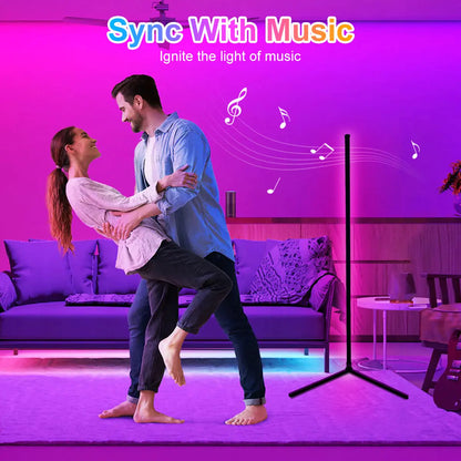 Lampe d'angle Bluetooth Smart APP 160 cm Dimmable RGB LED Lumière d'ambiance Alexa Lampe sur pied pour chambre à coucher Décoration de jeu Noël