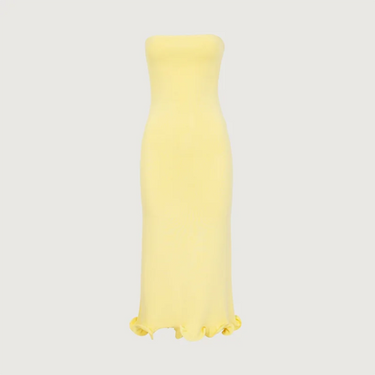 Vestido de punto ajustado con detalles en contraste y mangas largas – elegante, cómodo y perfecto para apariciones con estilo.