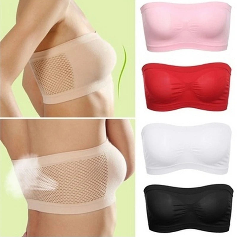 Schulterfreies Bandeau-Top aus Mesh – atmungsaktiv, leicht und perfekt als unsichtbarer Begleiter für sommerliche Outfits.
