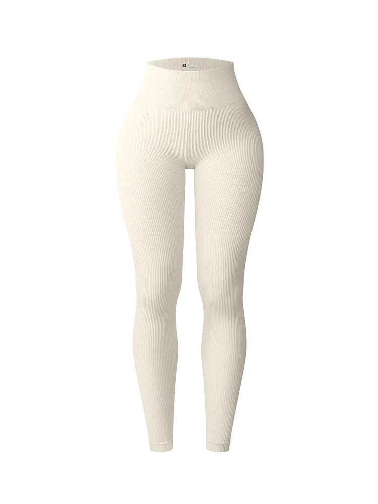 Nahtlose Sportleggings – Hochtailliert mit figurformendem Design und elastischem Rippmaterial
