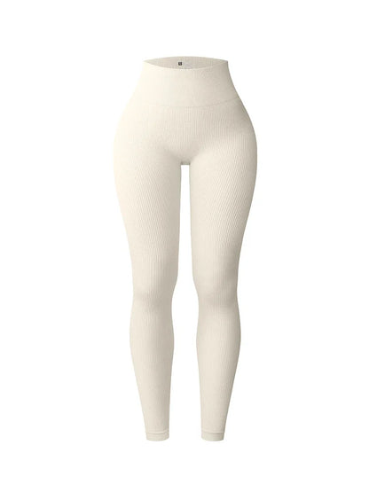 Nahtlose Sportleggings – Hochtailliert mit figurformendem Design und elastischem Rippmaterial