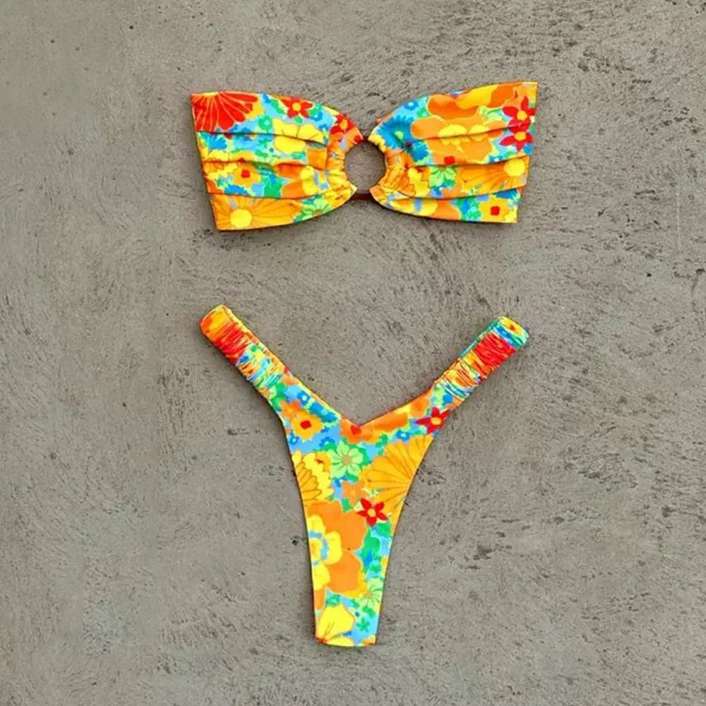 Push-Up Bikini-Set – Sexy Brazilian-Design mit Tanga & trendigen Mustern