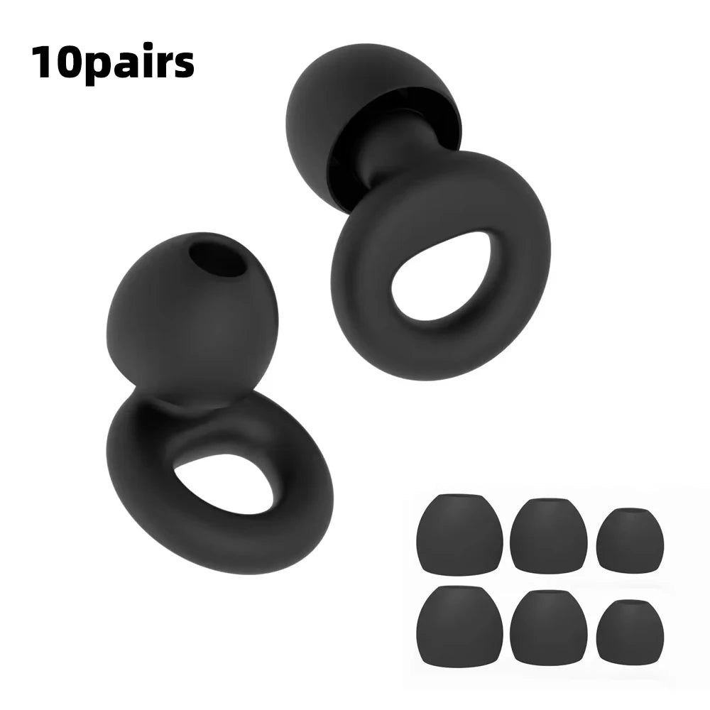 Bouchons d'oreilles en silicone avec réduction de bruit – insonorisés, confortables et idéaux pour nager, dormir ou pour un repos ininterrompu.