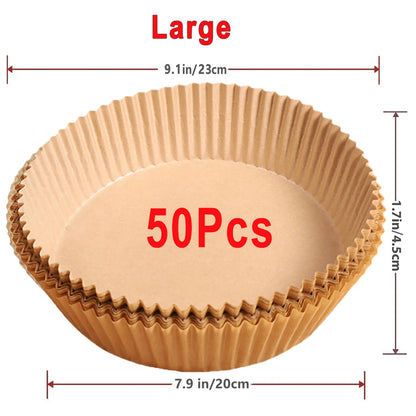 Antihaft Einweg Backpapier für Heißluftfritteusen – Runde Papierformen für fettfreies Garen, 50/100 Stück