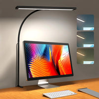 LED-Schreibtischlampe mit flexiblem Hals, stufenlos dimmbar und einstellbarer Lichtfarbe – augenschonend für Büro oder Zuhause.