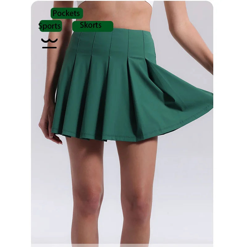 Aiithuug Tennis-Skort mit Falten & Taschen – knitterfrei, dehnbar und ideal für Running, Golf, Tennis oder Fitness.