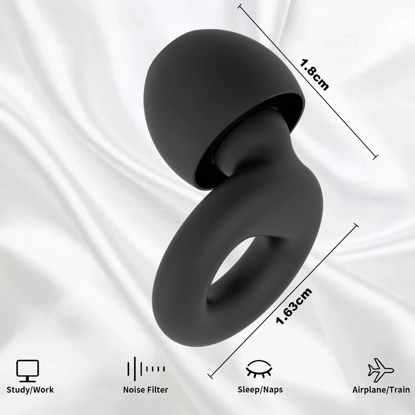 Bouchons d'oreilles en silicone avec réduction de bruit – insonorisés, confortables et idéaux pour nager, dormir ou pour un repos ininterrompu.