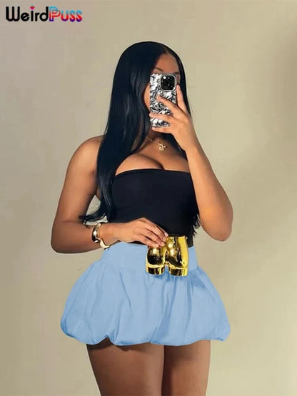 Ballon-Minirock – Trendiger Y2K-Rock mit Taillenbund im ausgefallenen Streetwear-Stil