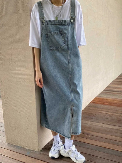 Lockeres Jeans-Trägerkleid mit Spaghettiträgern – ärmellos, lässig und perfekt für entspannte Alltagslooks.