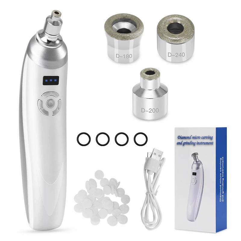 Professionelles Microdermabrasion-Gerät mit Diamantaufsatz – entfernt Mitesser, reinigt tief und sorgt für glatte, strahlende Haut zu Hause.
