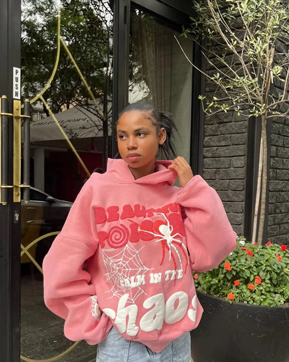 Y2K Hoodie & Sweatpants – Lockerer Harajuku-Sweater mit Print und Taschen im Hip-Hop-Punk-Stil