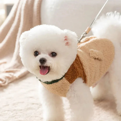 Warme Hundejacke in Braun mit Zweibein-Design – weich, stylisch und perfekt für kalte Tage.
