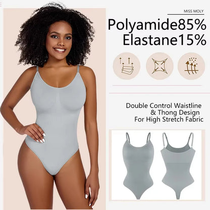 "Form-fitting bodysuit with thong cut – soft, figure-hugging, and ideal for a smooth silhouette under any outfit."