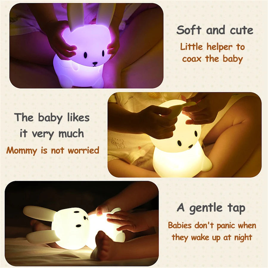 Nachtlicht Hase mit LED – dimmbar, USB-aufladbar und ideal fürs Einschlafen im Kinderzimmer