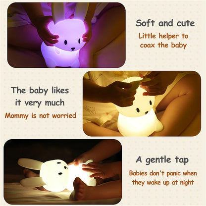Nachtlicht Hase mit LED – dimmbar, USB-aufladbar und ideal fürs Einschlafen im Kinderzimmer
