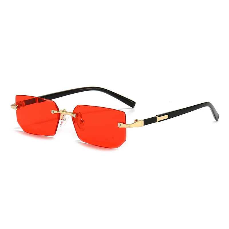Modische randlose Rechteck-Sonnenbrille – unisex, leicht & stylisch, ideal für Sommer, Reisen oder trendige Alltagslooks.