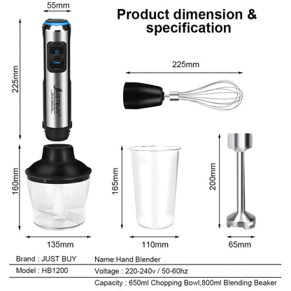 1500W Multifunktions-Stabmixer 7/6/4-in-1 – leistungsstark zum Mixen, Pürieren, Rühren, Entsaften & Zerkleinern, ideal für Küche & Profi-Einsatz.