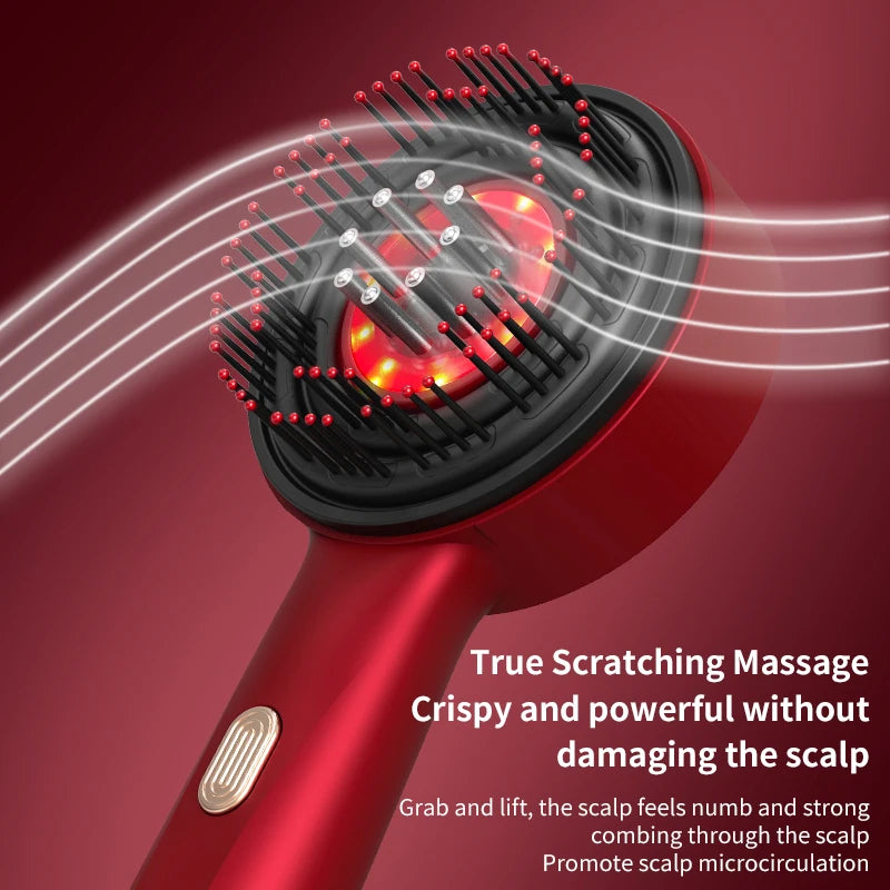 Kopfhaut-Massagekamm – Roter Lichttherapie-Kamm mit Öl-Applikator zur Haarpflege
