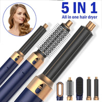 5-in-1 Heißluftstyler mit Föhn, Lockenstab & Glättaufsätzen – vielseitig, leistungsstark und ideal für flexibles Haarstyling zu Hause.
