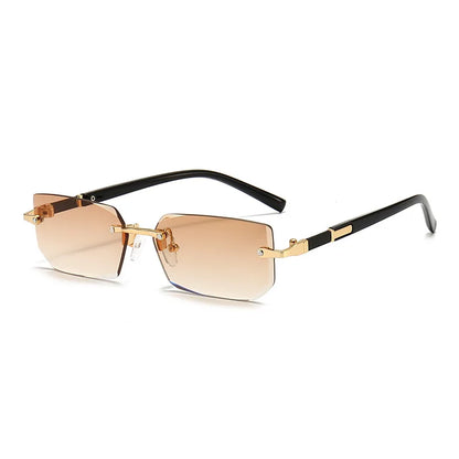 Modische randlose Rechteck-Sonnenbrille – unisex, leicht & stylisch, ideal für Sommer, Reisen oder trendige Alltagslooks.