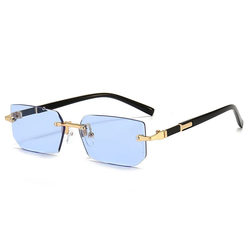 Modische randlose Rechteck-Sonnenbrille – unisex, leicht & stylisch, ideal für Sommer, Reisen oder trendige Alltagslooks.