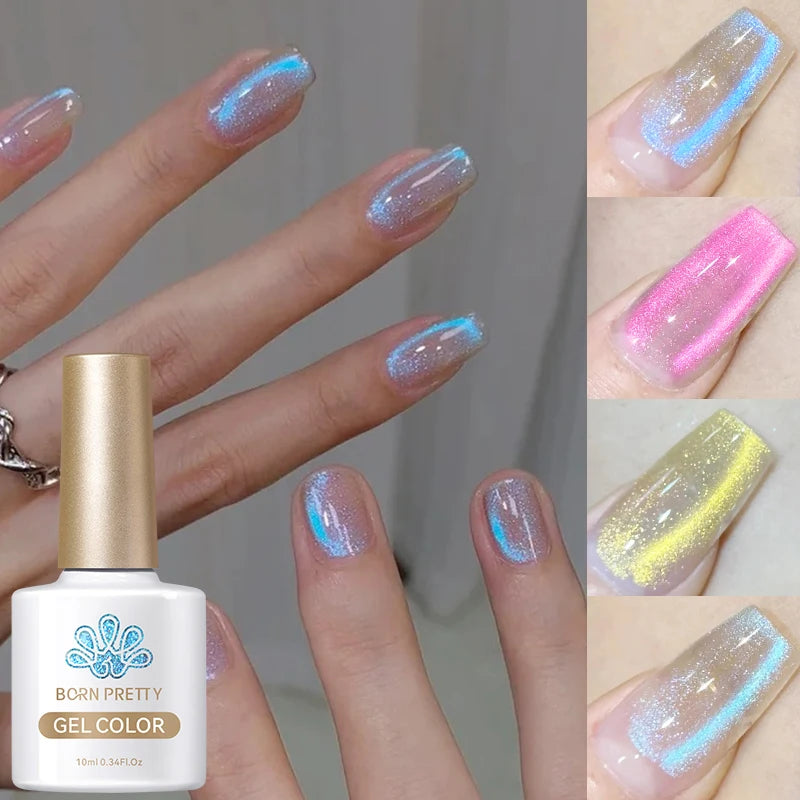 BORN PRETTY 10ml Aurora Cat Eye Gel – magnetischer Glanz mit märchenhaftem Schimmer, UV-Soak-Off für funkelnde Nail-Art-Looks.