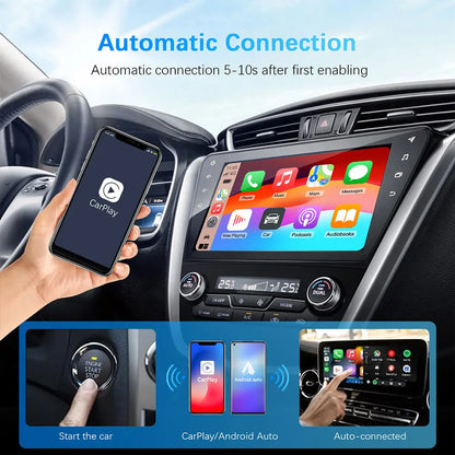 Kabelloser CarPlay & Android Auto Adapter – Mini-Box, Plug-and-Play, schnelle Verbindung per WLAN, passend für Toyota & mehr.