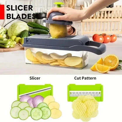 Multifunktionaler Gemüseschneider – 14/16-in-1 Slicer, Dicer & Reibe mit Griff für die Küche