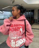 Y2K Hoodie & Sweatpants – Lockerer Harajuku-Sweater mit Print und Taschen im Hip-Hop-Punk-Stil