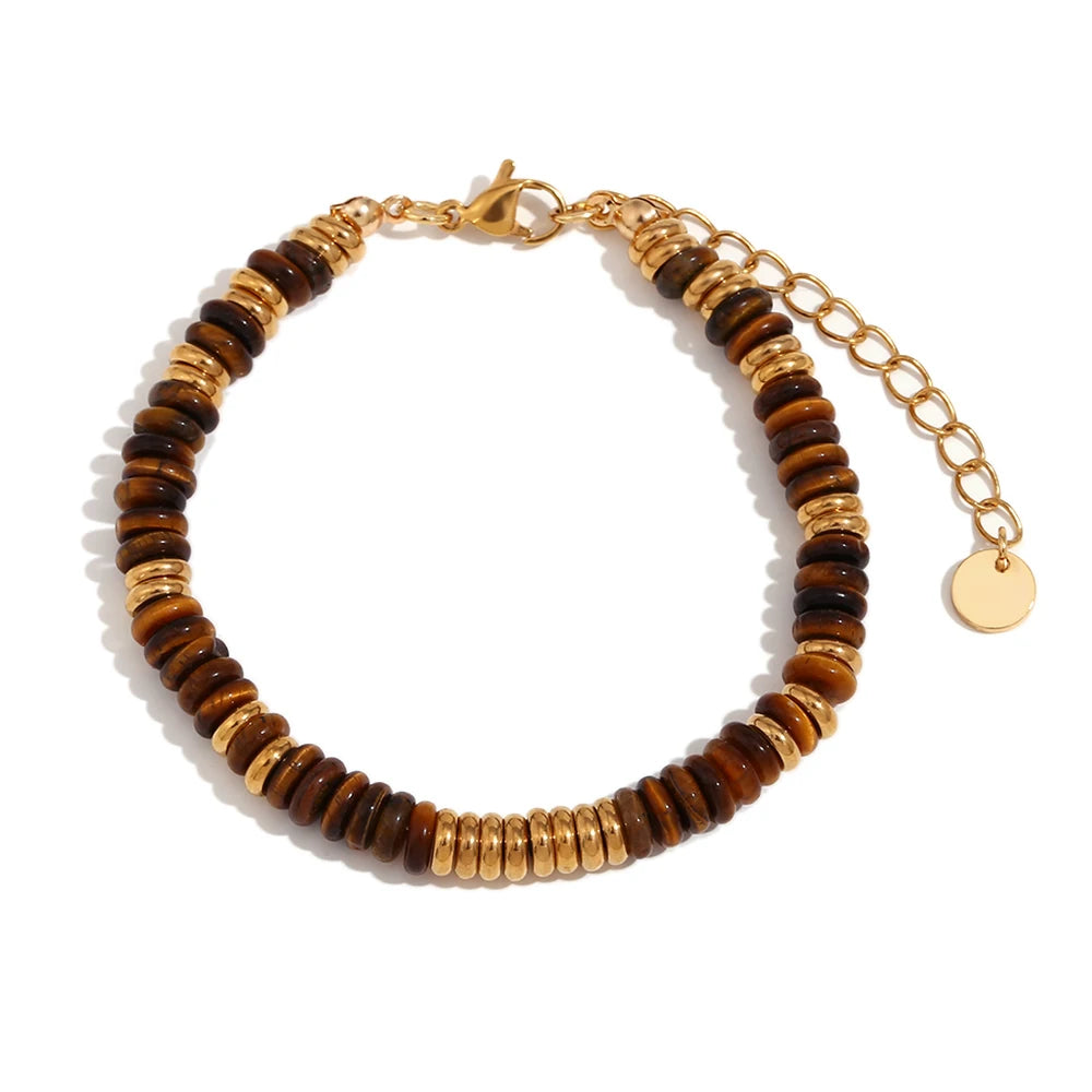 MamacitaSlay Armband mit Jade, Tigerauge, Howlith, Malachit & Achat – stilvoller Mix aus Natursteinen für Glück, Balance & Gesundheit.