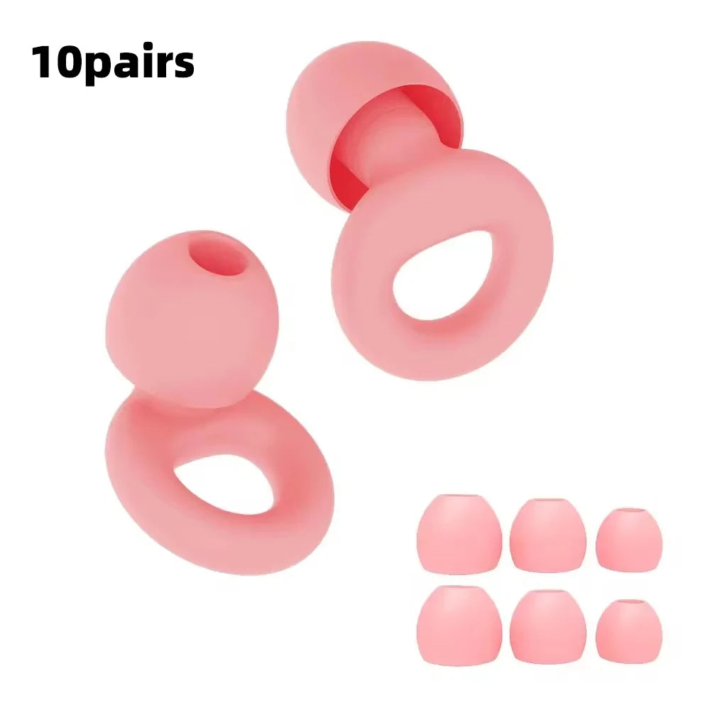 Bouchons d'oreilles en silicone avec réduction de bruit – insonorisés, confortables et idéaux pour nager, dormir ou pour un repos ininterrompu.