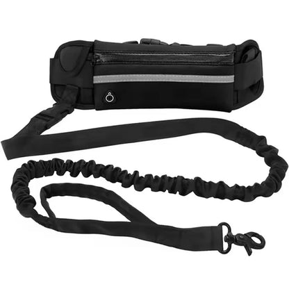 Guinzaglio per cani a mano libera – Guinzaglio riflettente con tasca in vita e cintura elastica per passeggiate e corsa confortevoli