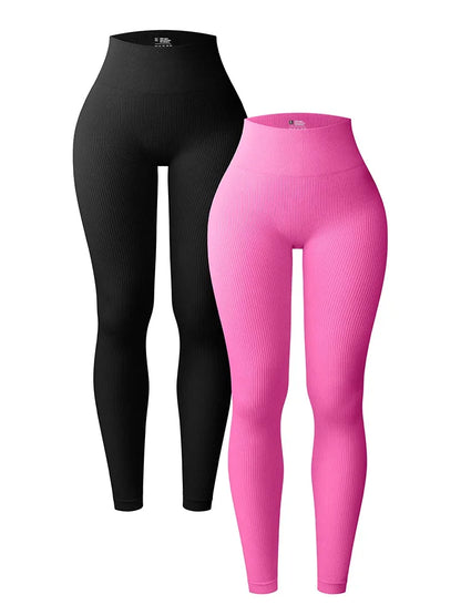 Nahtlose Sportleggings – Hochtailliert mit figurformendem Design und elastischem Rippmaterial