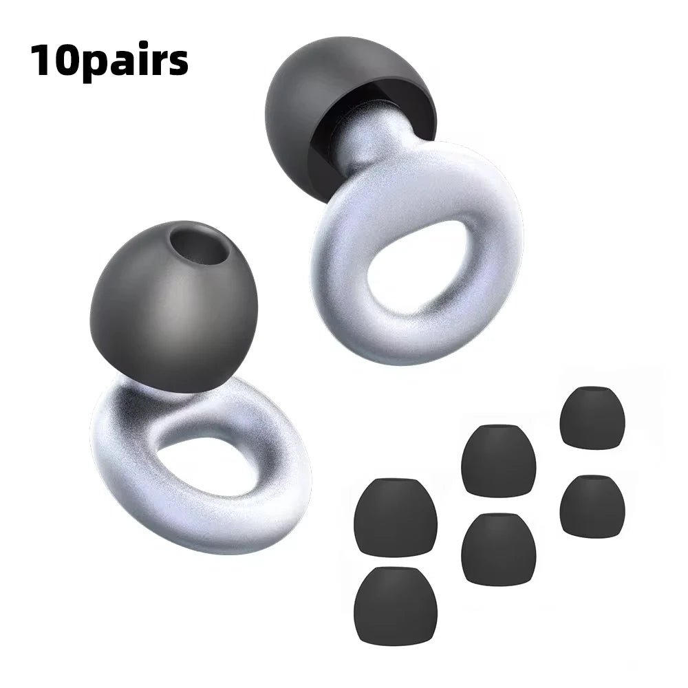 Bouchons d'oreilles en silicone avec réduction de bruit – insonorisés, confortables et idéaux pour nager, dormir ou pour un repos ininterrompu.