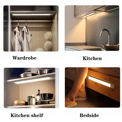 Kabelloses LED-Nachtlicht mit Bewegungssensor & USB-C – wiederaufladbar, ideal für Schrank, Flur, Treppe oder Küche.