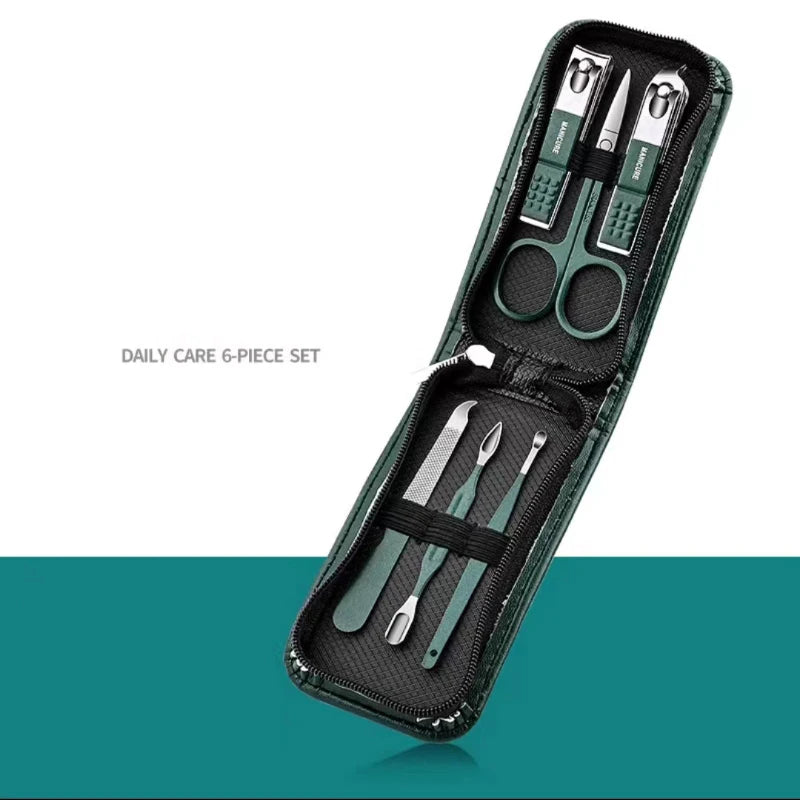 Maniküre-Set – Hochwertiges 6-teiliges Nagelpflegeset mit Nagelschere und Knipser, ideal für Zuhause und unterwegs