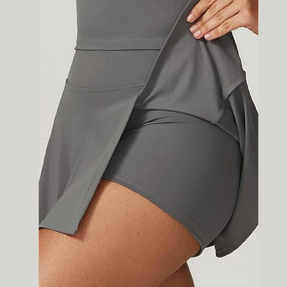 2-teiliges Tennis-Set mit Crop-Top & Minirock mit Schlitz – sportlich, figurbetont und ideal für Tennis, Golf oder Workout.