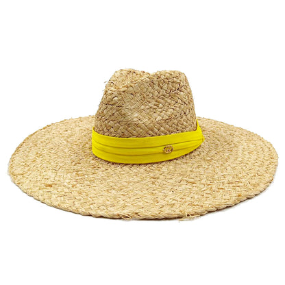 2024 Summer Straw Hat Beach Hat Women's Seaside Sun Hat Vacation Bow Ribbon Flat Top Big Brim Straw Hat
