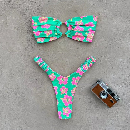 Push-Up Bikini-Set – Sexy Brazilian-Design mit Tanga & trendigen Mustern