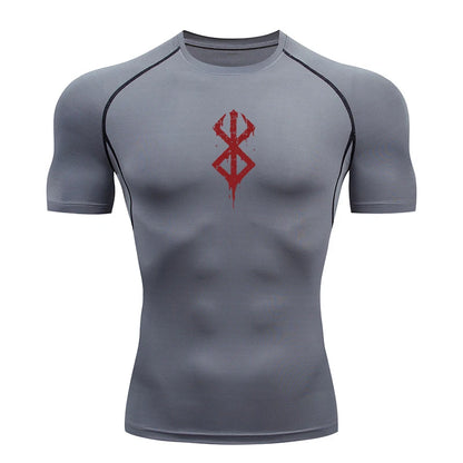 Kompressionsshirt mit Print und kurzen Ärmeln – schnelltrocknend, atmungsaktiv und perfekt für Gym, Training oder als Baselayer.