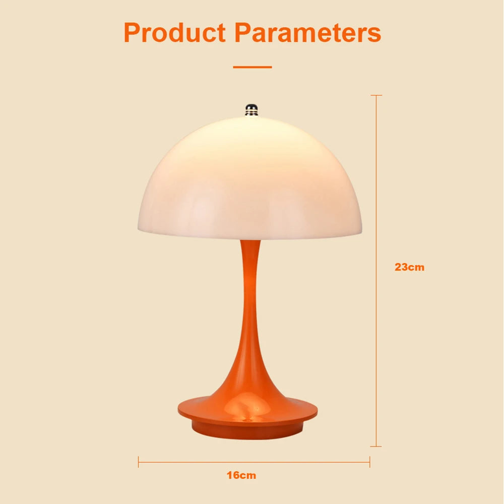 Kompakte Pilz-Tischlampe mit USB-Ladung & Touch-Dimmung – blütenknospenförmiges Design, ideal als dekoratives Nachtlicht im Schlafzimmer.