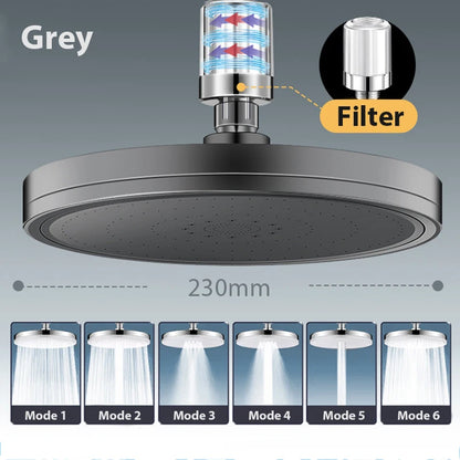 Regendusche mit 6 Strahlarten und Filter – hoher Wasserdruck, vielseitig einstellbar und ideal für ein entspannendes Duscherlebnis.