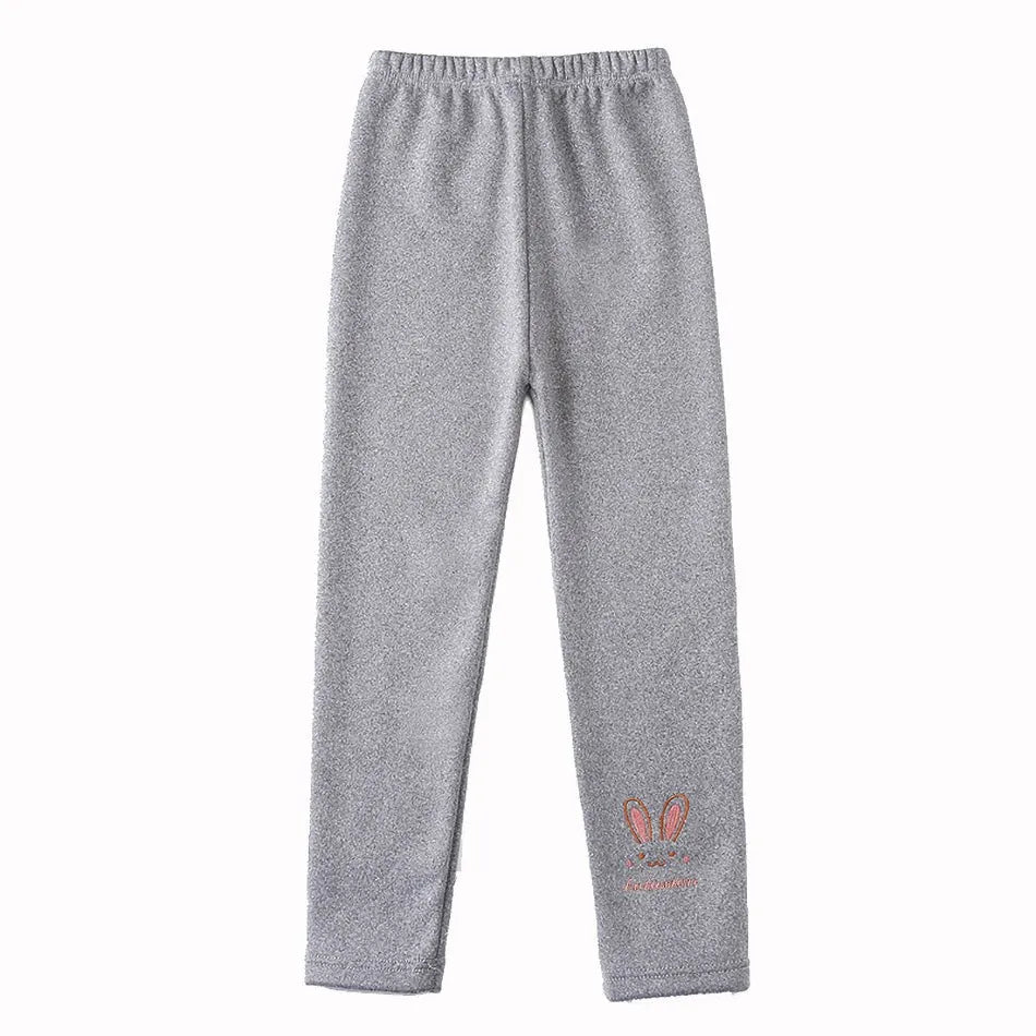 Kinder Thermo-Leggings – Weiche Fleece-Leggings mit Hasenmotiv für Mädchen, warm und modisch